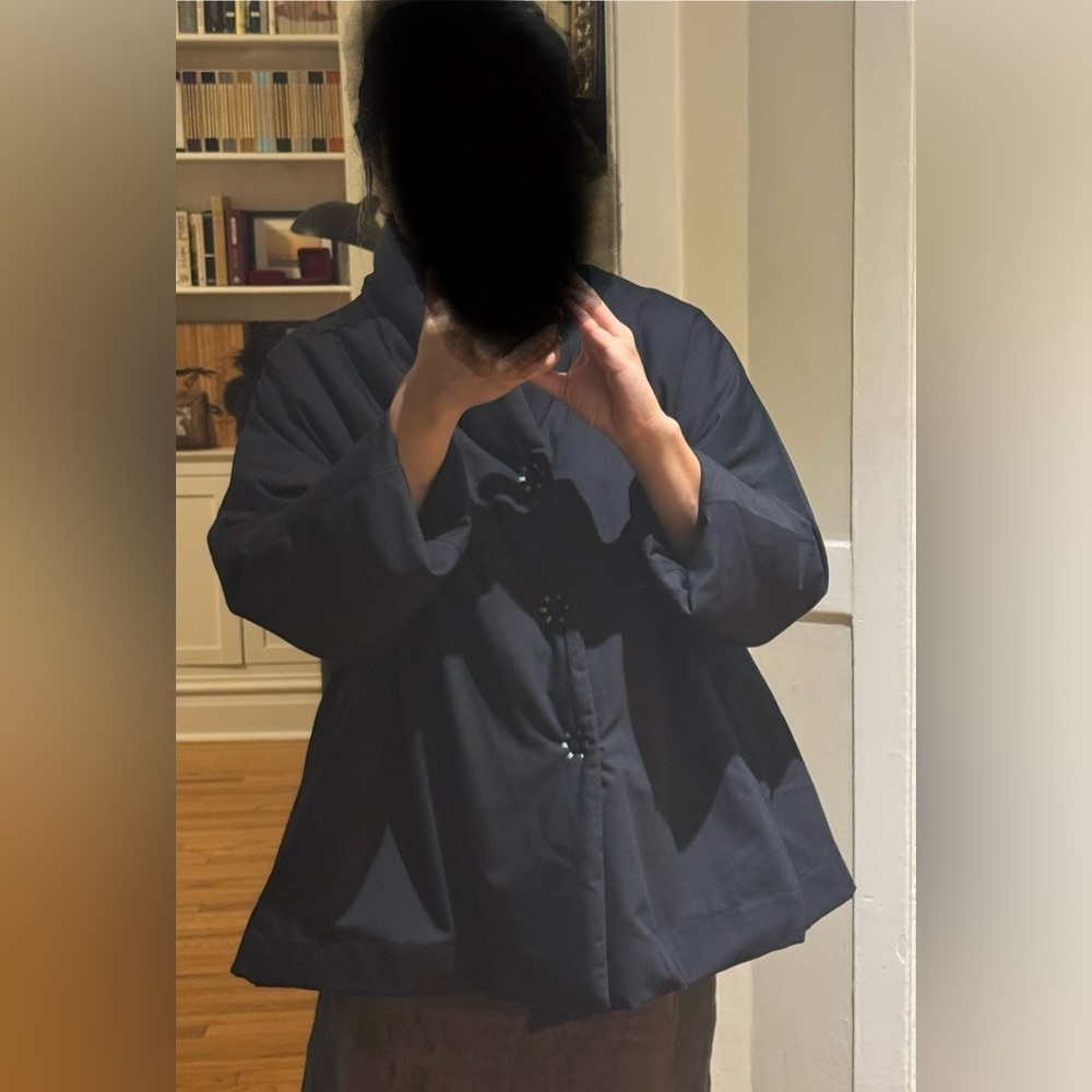 Dark navy oversized wool puffer jacket women M